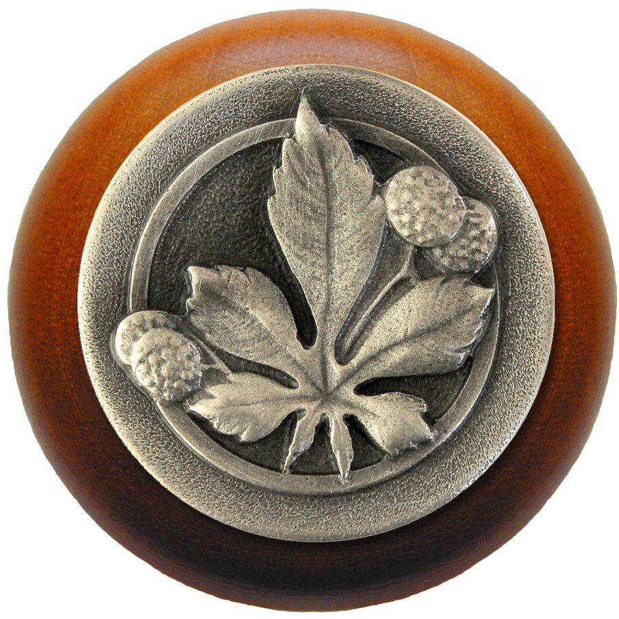 Notting Hill NHW-743C-AP Horse Chestnut Wood Knob in Antique Pewter/Cherry wood finish